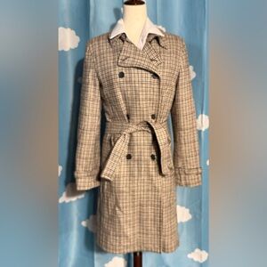 Vintage GAP glen plaid trench coat. M